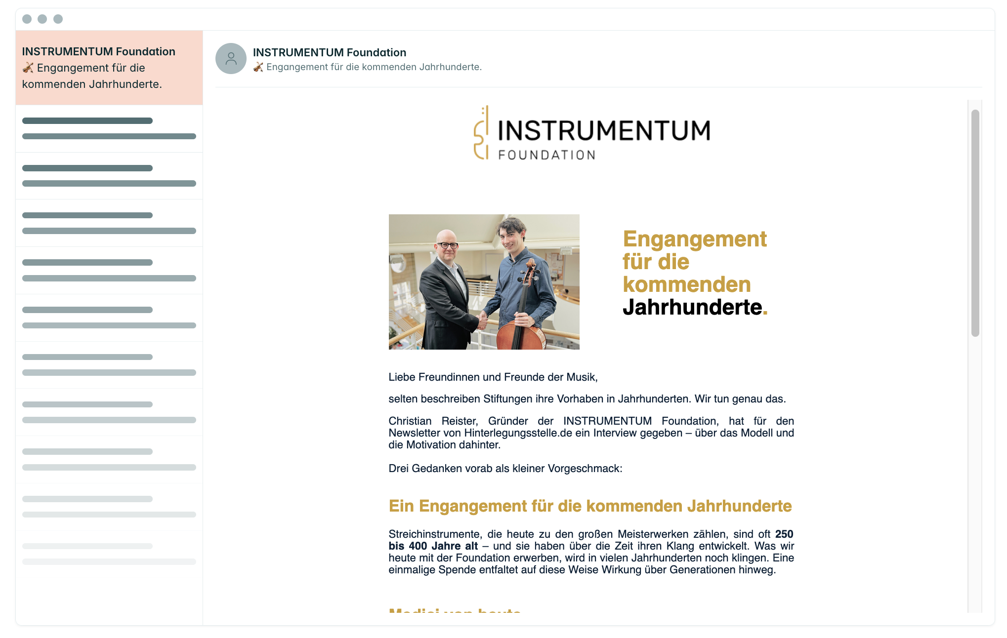 Vorschau Newsletter – Stiftungs-Impulse der INSTRUMENTUM Foundation