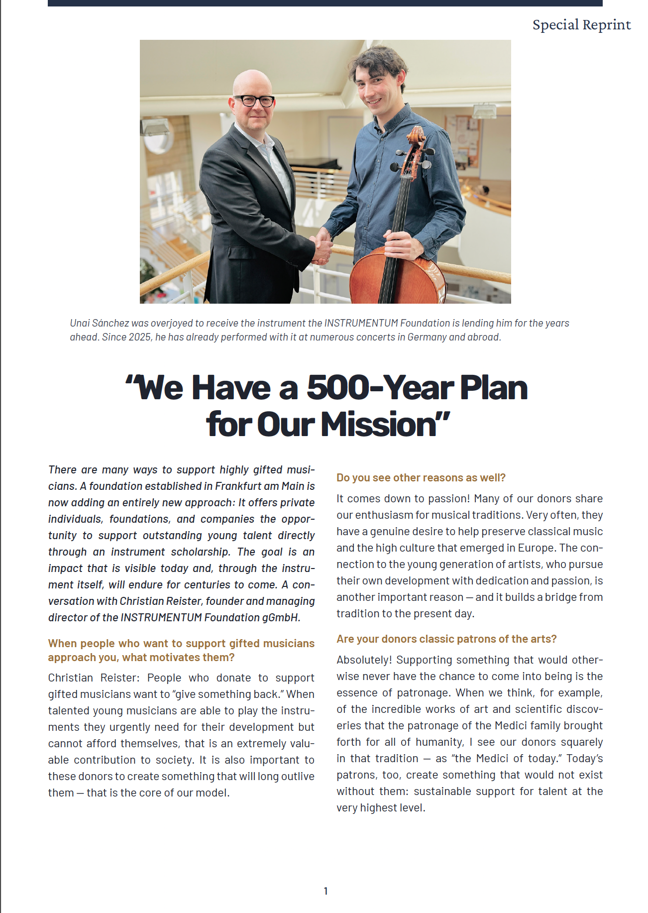 Cover of the interview with Christian Reister